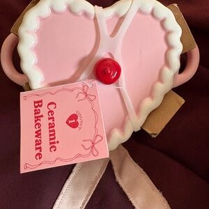 Target Pink and White Heart Ceramic Bakeware with Red Accent